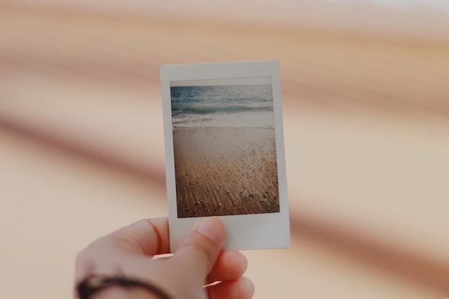 hand holding Polaroid picture
