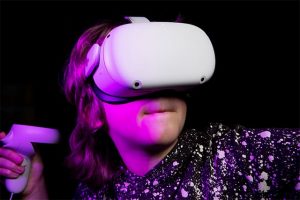 An image featuring a person wearing a VR headset
