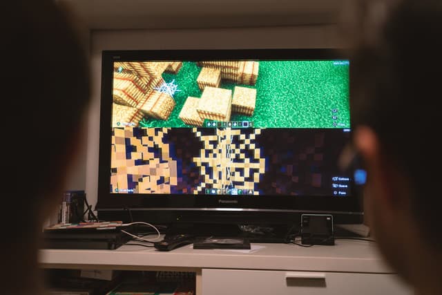 Playing Minecraft game