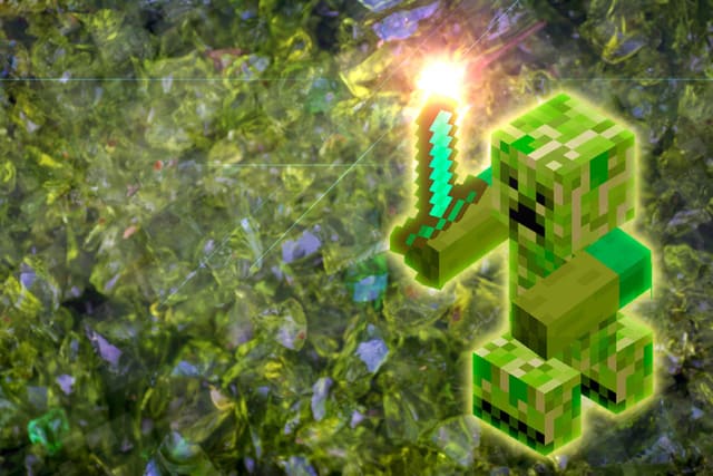 Minecraft character, Creeper, prepared for the fight