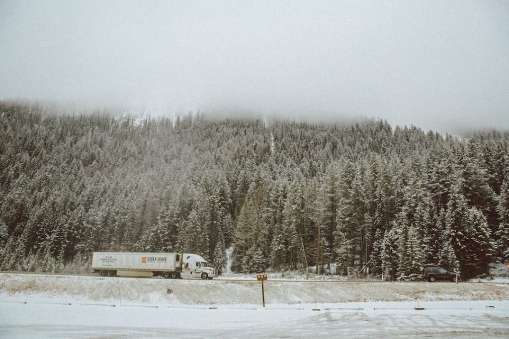 truck on the road near mountain